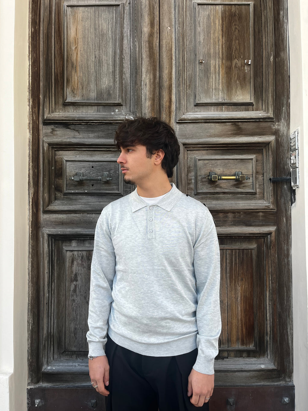 maglione polo grigio