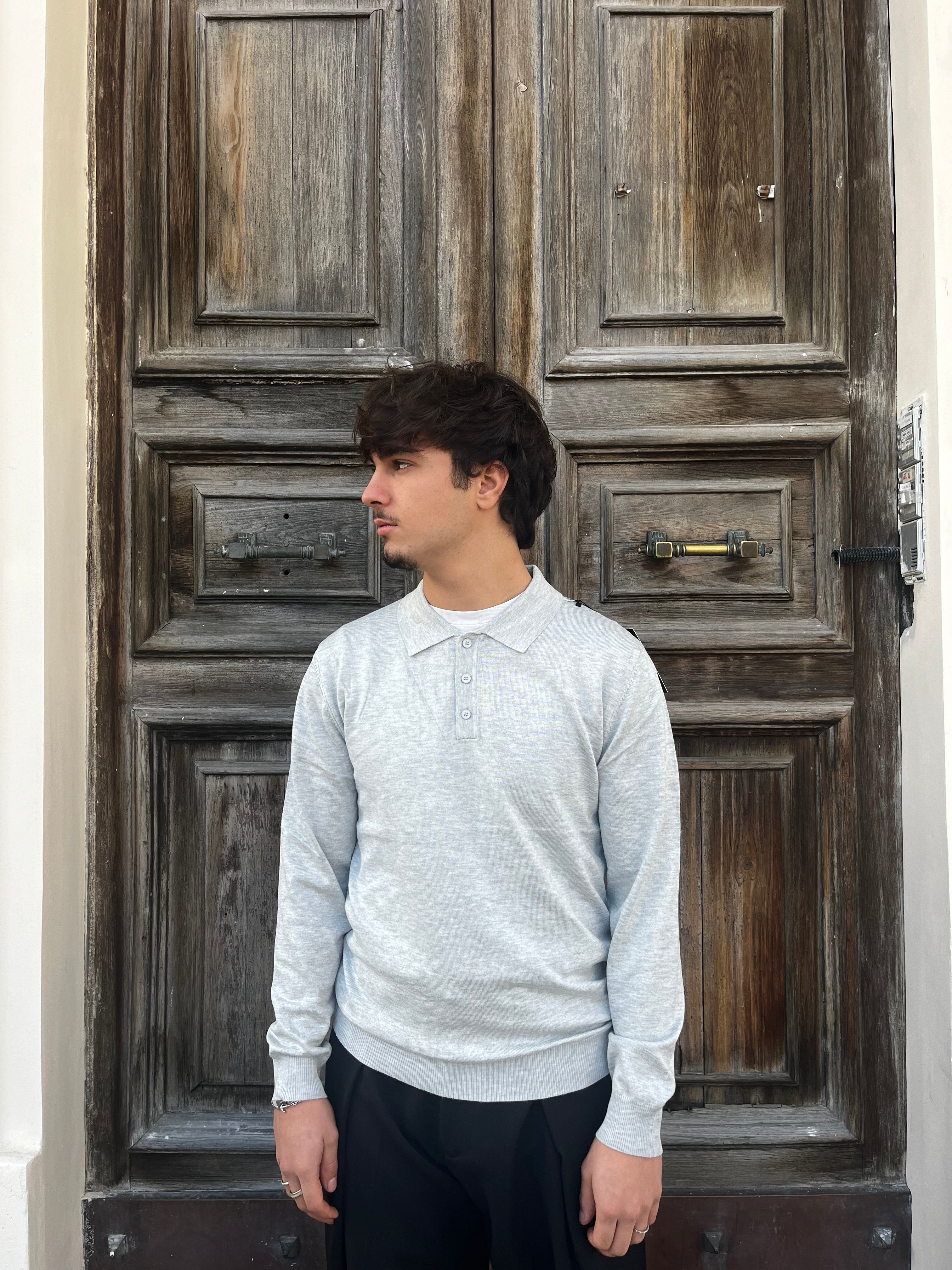 maglione polo grigio